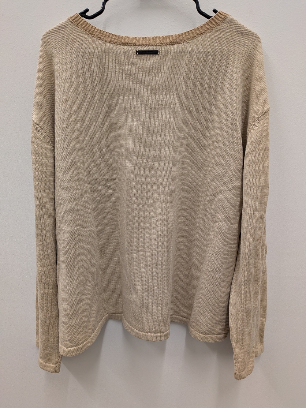 Peace Love World Boho Sweater Women Large Beige Cream Colorblock Knit Pullover C - Picture 12 of 12